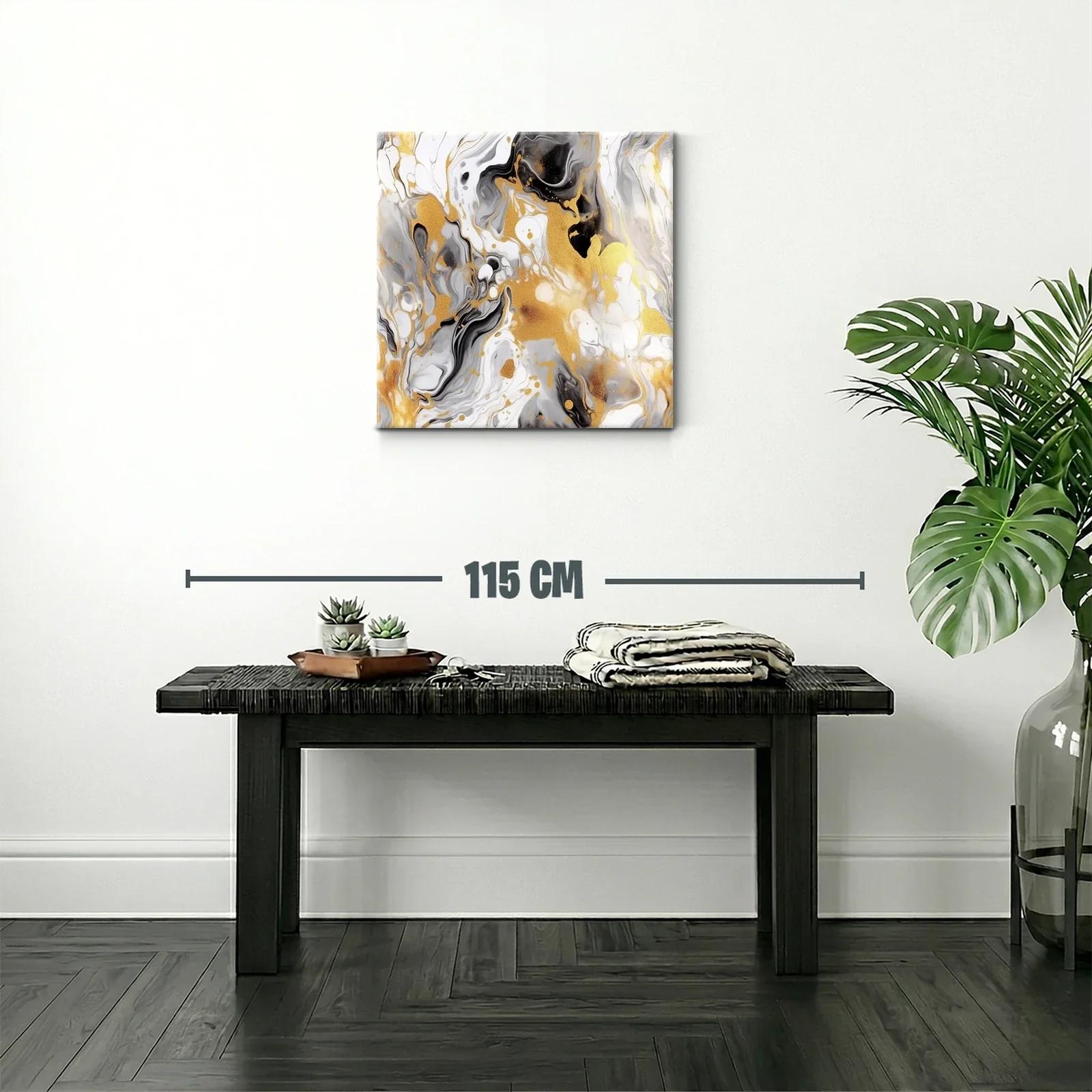 Arte Abstracto en Oro Blanco y Negro con Destellos Elegantes — miniatura 2