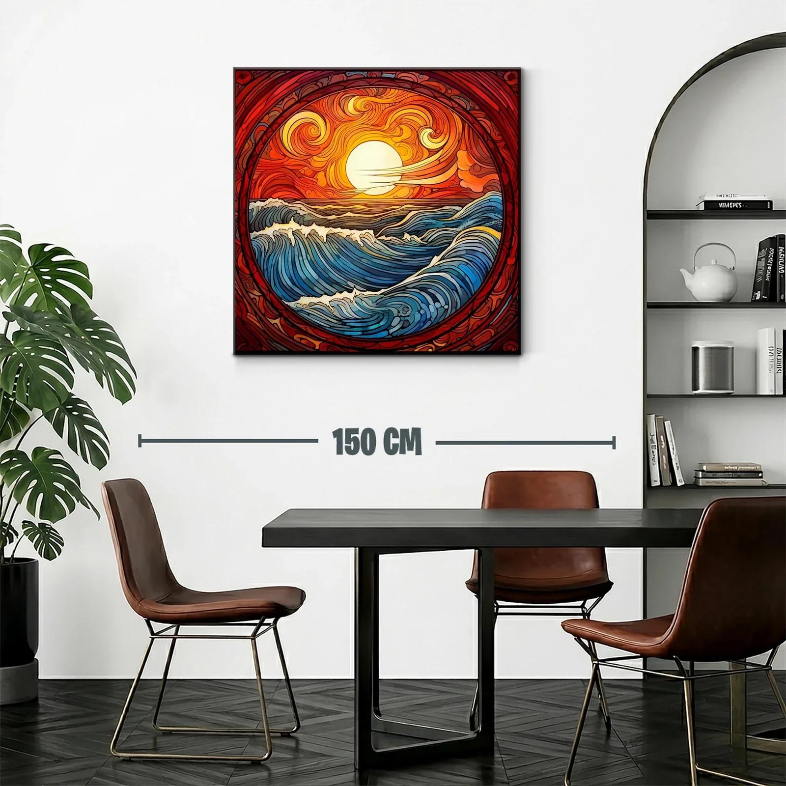 Paisaje vibrante de mar y sol en tonos cálidos y azules — miniatura 2