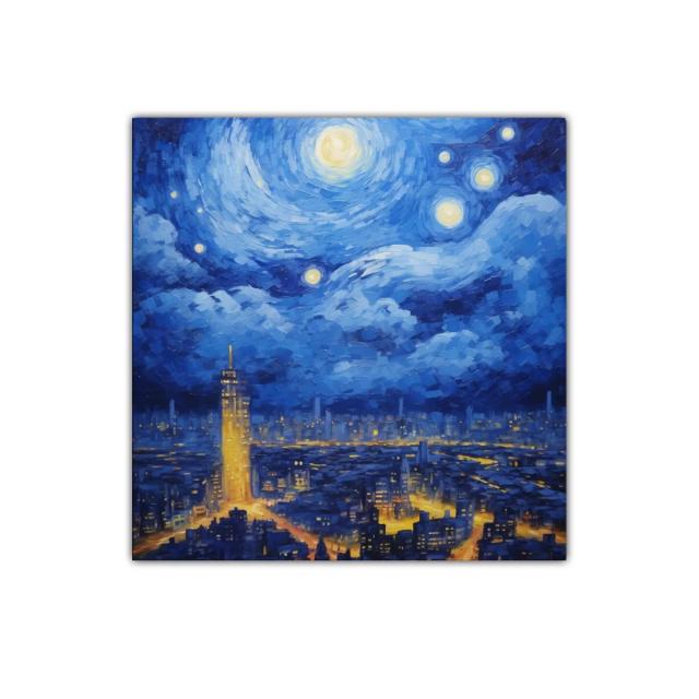 Paisaje nocturno urbano con cielo estrellado vibrante
