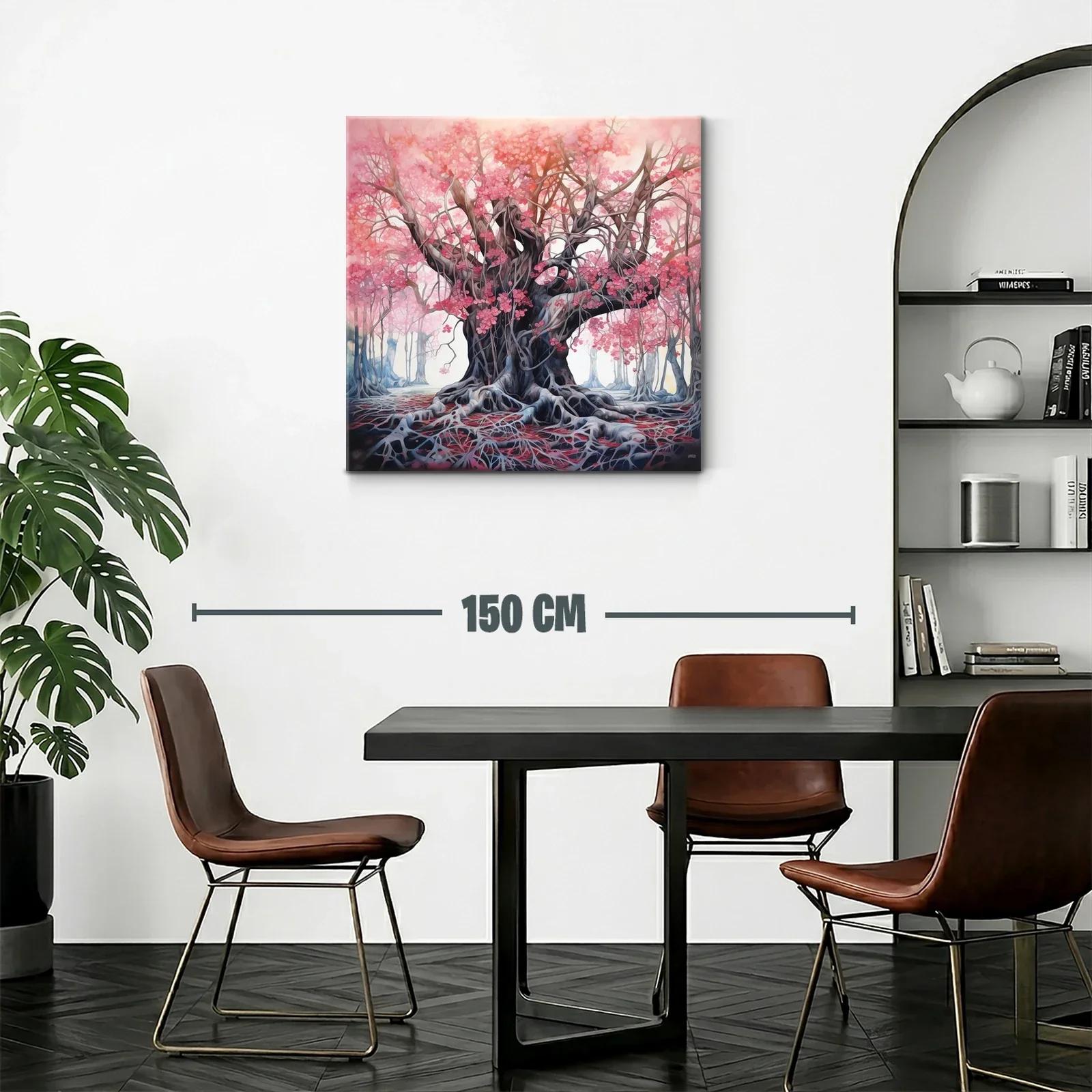 Árbol mágico con flores rosa en bosque encantado — miniatura 2