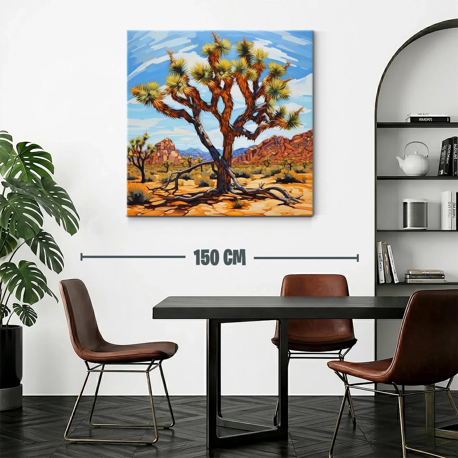 Paisaje desértico con árbol en tonos cálidos y cielos azules — miniatura 2