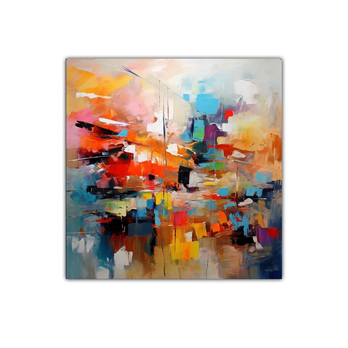 Composición abstracta con vibrantes tonos cálidos y fríos — imagen principal
