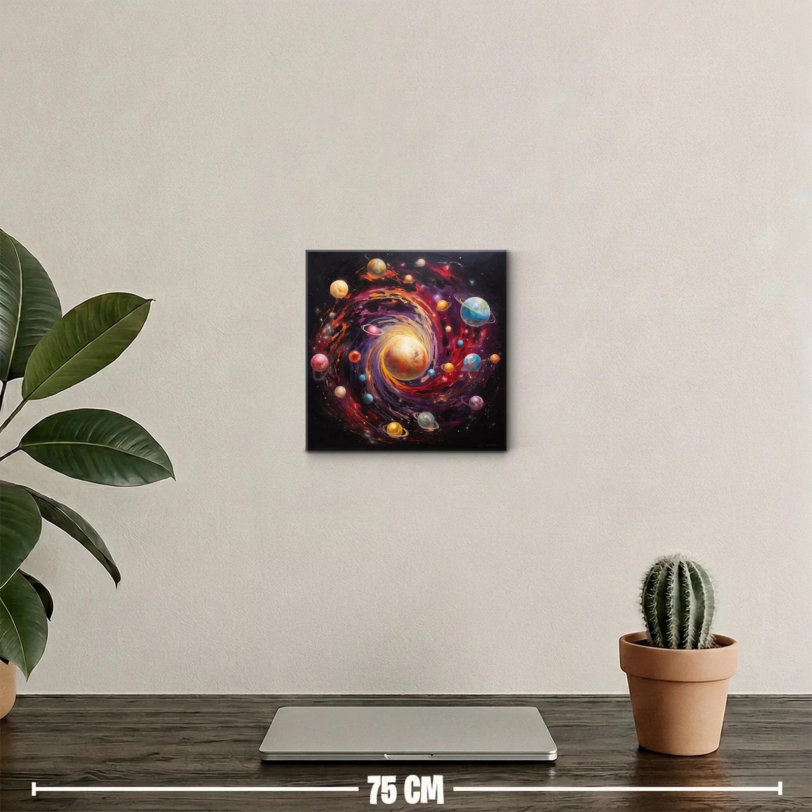Cuadro Galaxia en Movimiento con Planetas Coloridos — miniatura 2