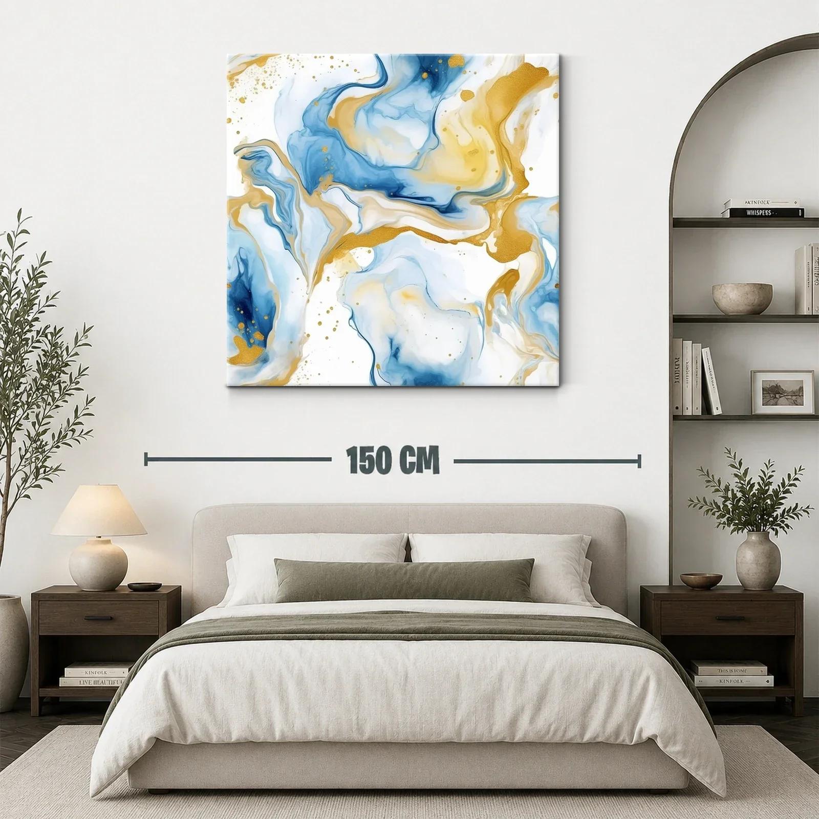 Composición abstracta en tonos azules y dorados — miniatura 3