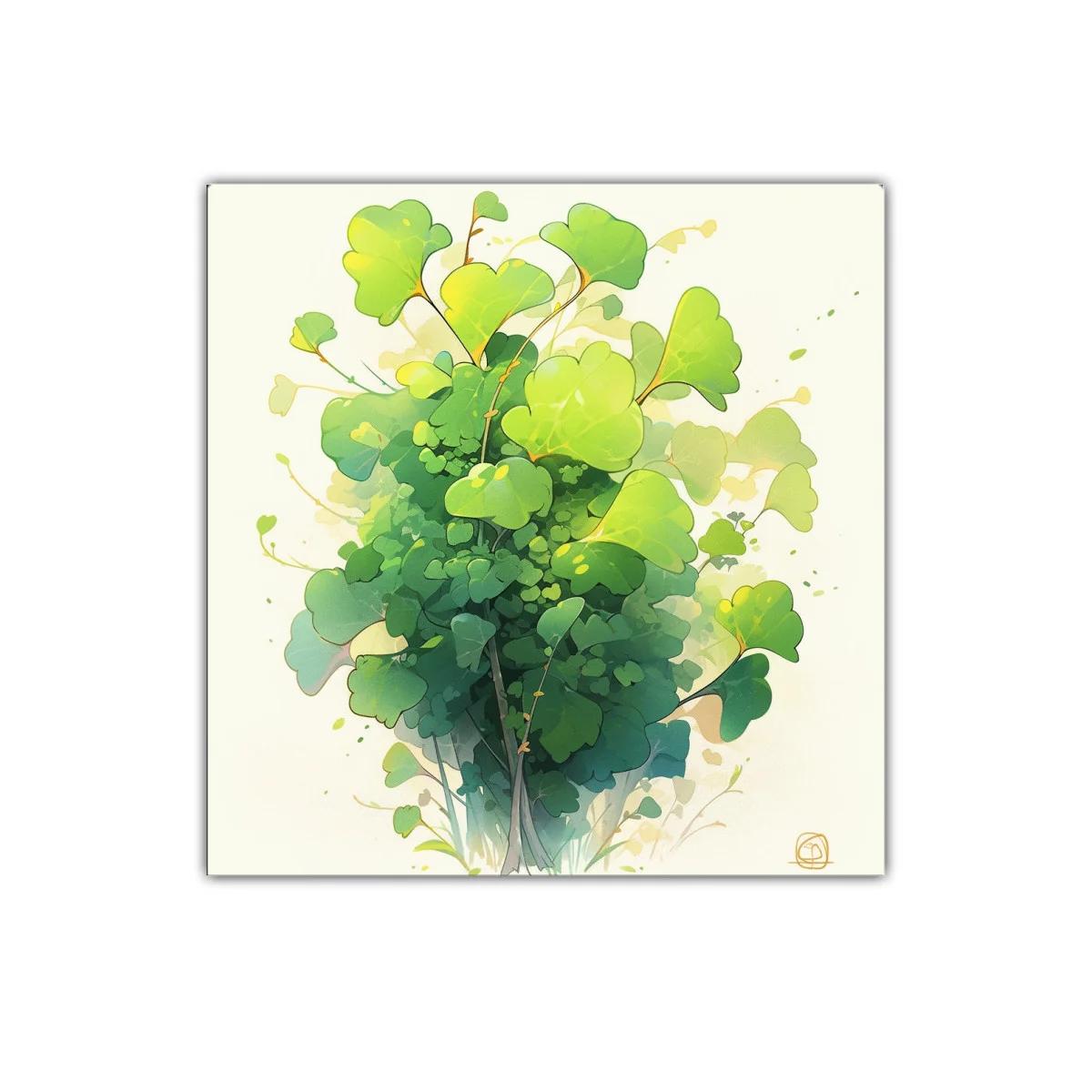 Cuadro con diseño de hojas verdes en tonos vibrantes — imagen principal