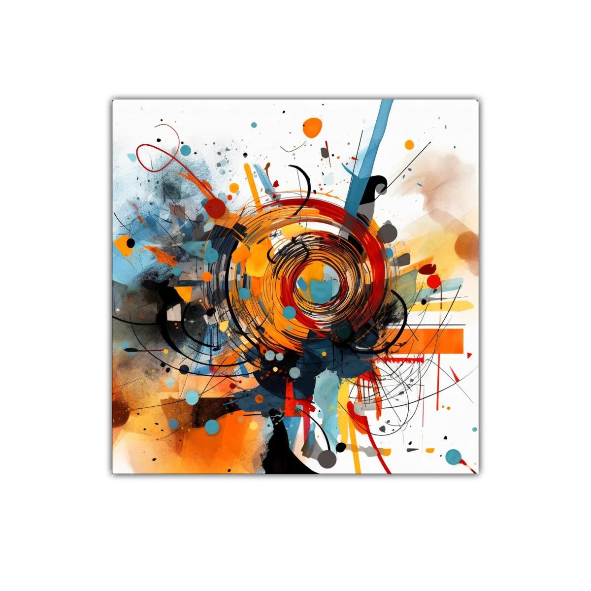 Cuadro abstracto con vibrantes espirales en tonos cálidos — imagen principal