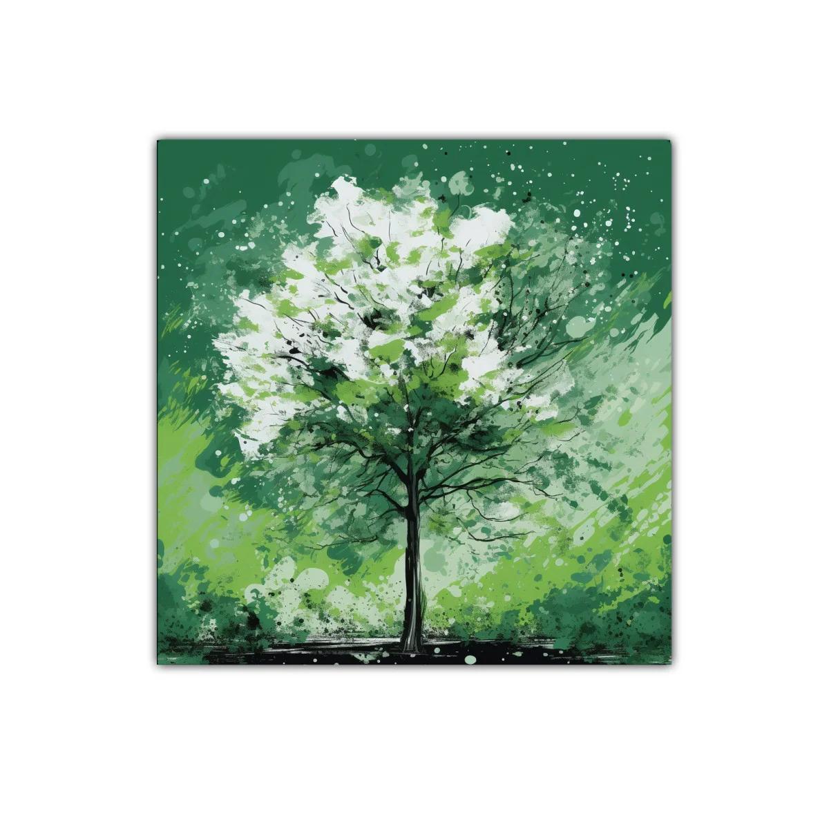 Árbol vibrante en tonos verdes y blancos — imagen principal
