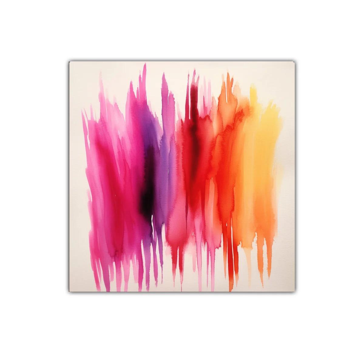 Cuadro Abstracto en tonos rosa rojo y naranja vibrante