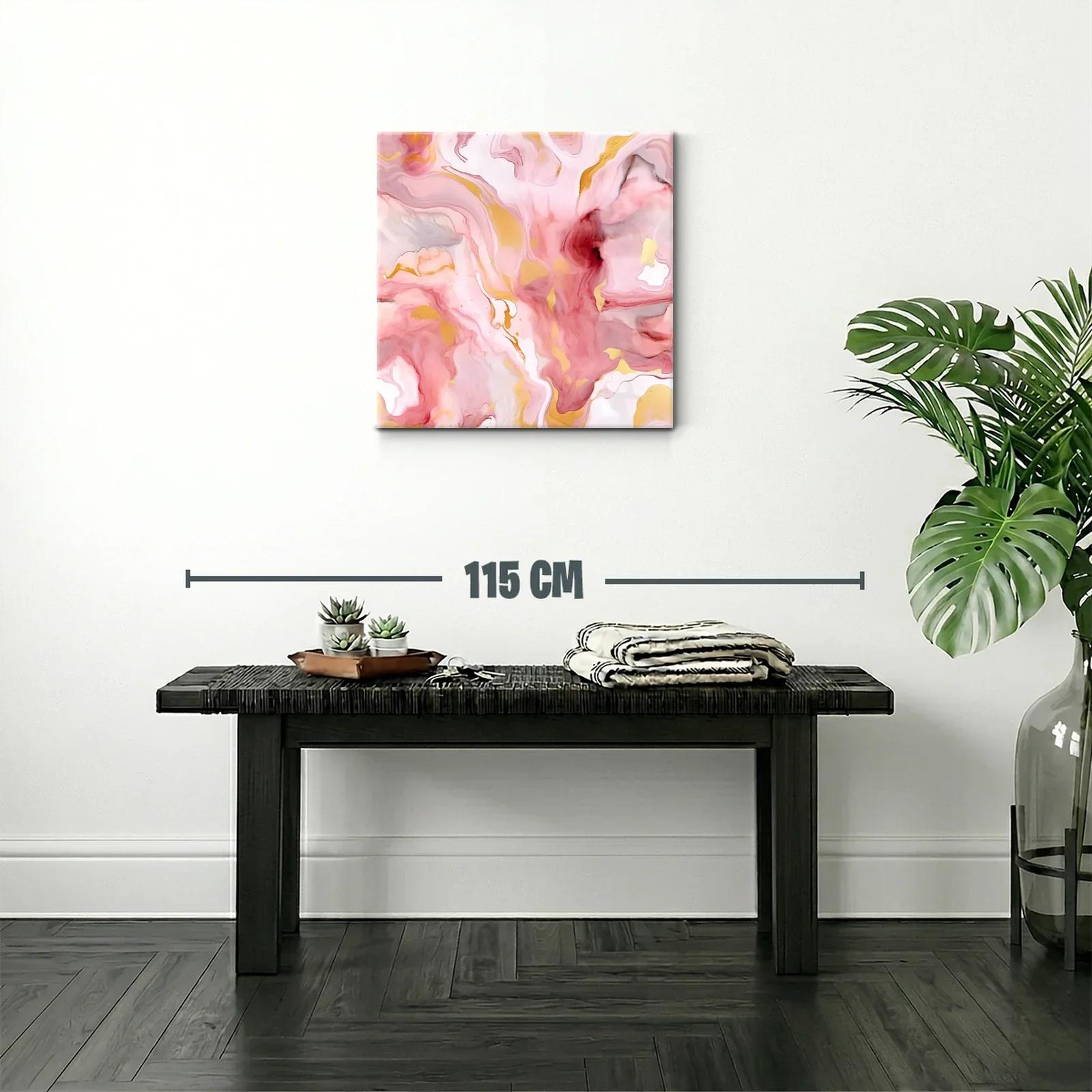 Cuadro abstracto con tonos rosas dorados y suaves detalles — miniatura 2