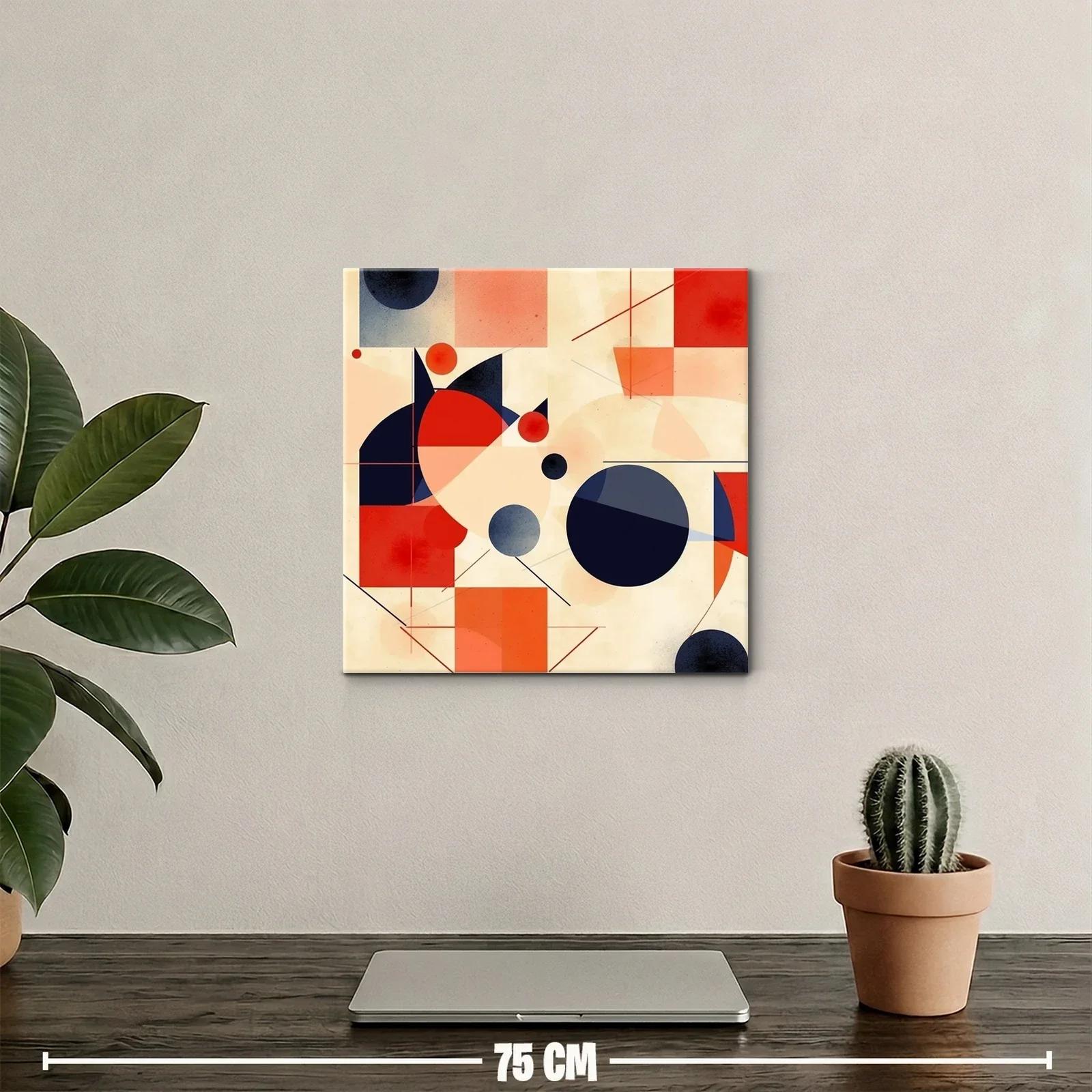 Composición geométrica con círculos y cuadrados en tonos cálidos — miniatura 2