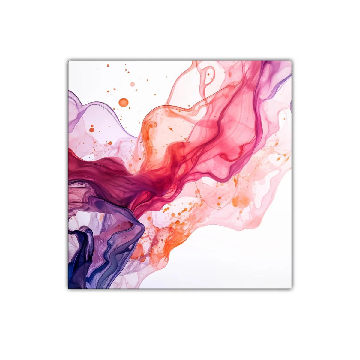 Cuadro decorativo con ondas fluidas en tonos cálidos y púrpuras — imagen principal