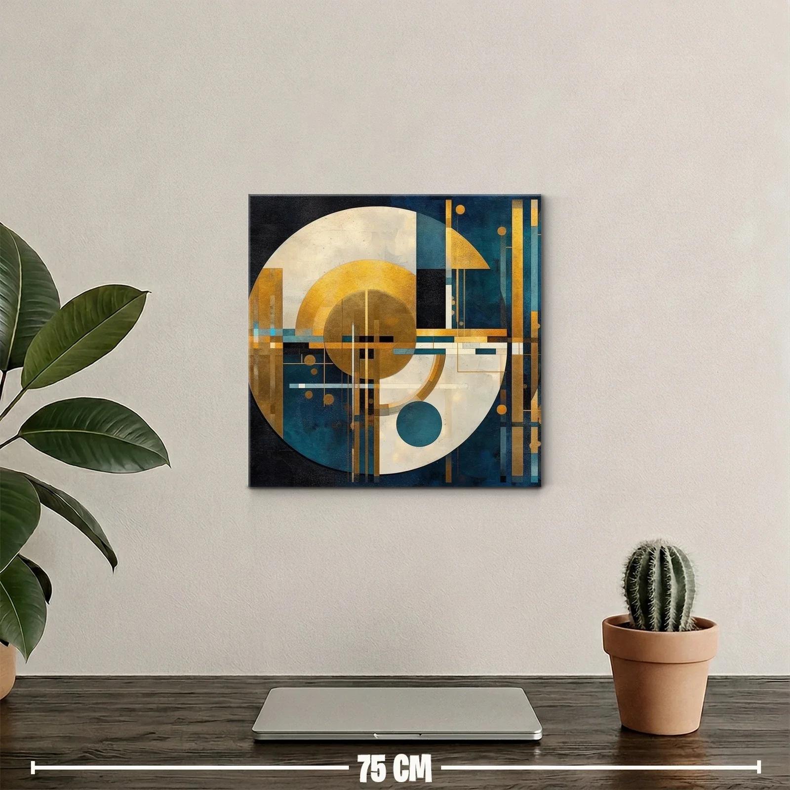 Composición geométrica con tonos dorados y azules intensos — miniatura 2