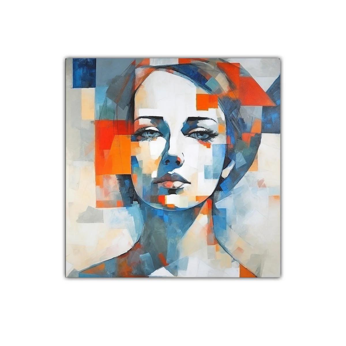 Retrato abstracto femenino con vibrantes tonos azul y naranja — imagen principal