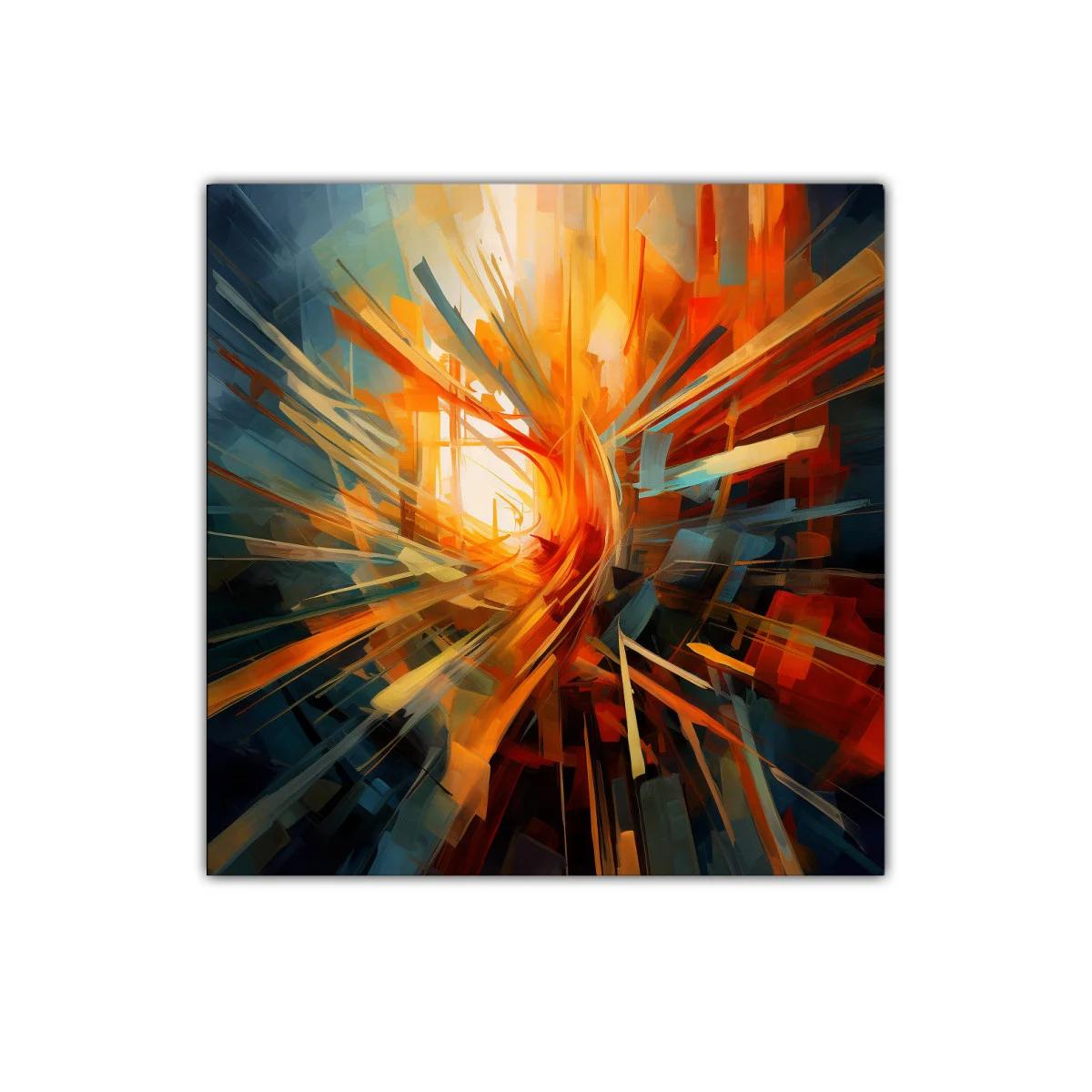 Cuadro abstracto con explosión de luz y colores intensos — imagen principal