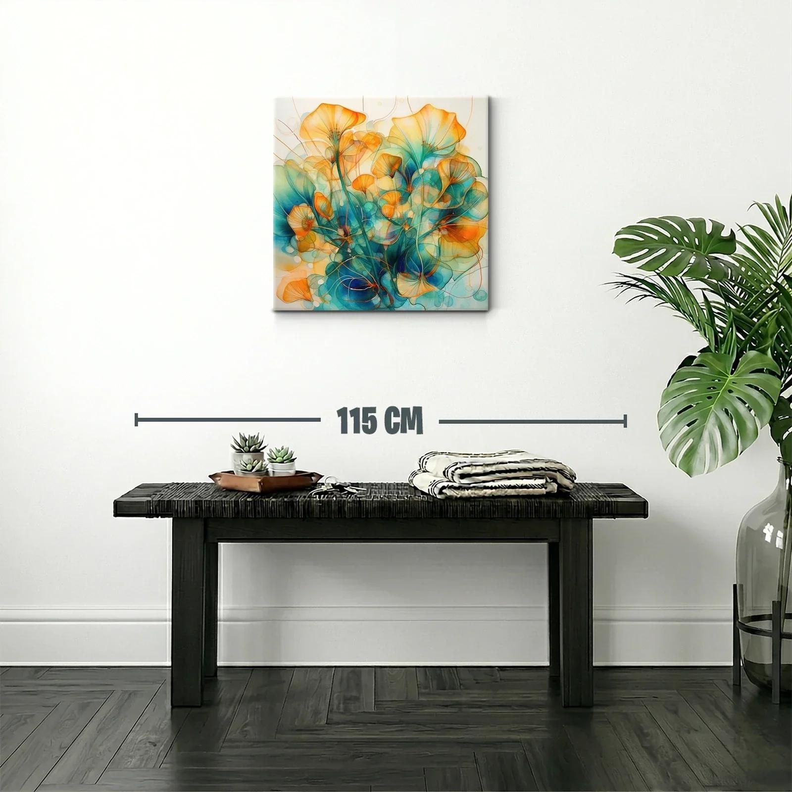 Floración abstracta en tonos cálidos y azules vibrantes — miniatura 2