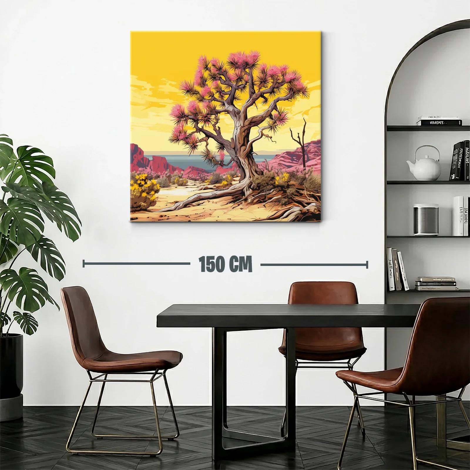 Árbol desierto con flores rosas y paisaje brillante — miniatura 2