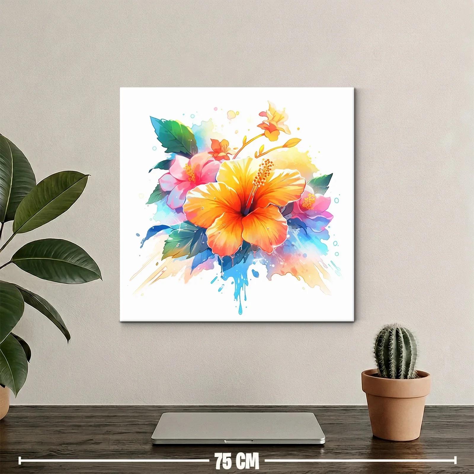 Vibrante composición floral con hibisco y tonos cálidos — miniatura 2