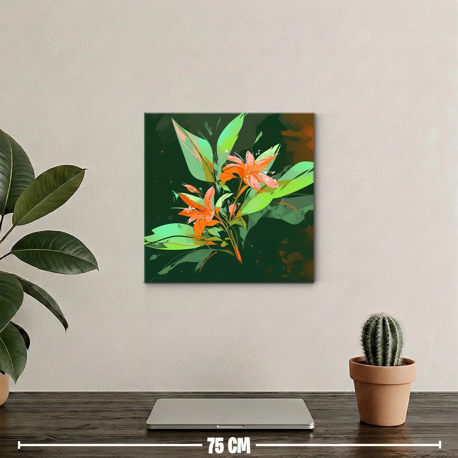 Flores naranjas vibrantes sobre fondo verde oscuro — miniatura 2