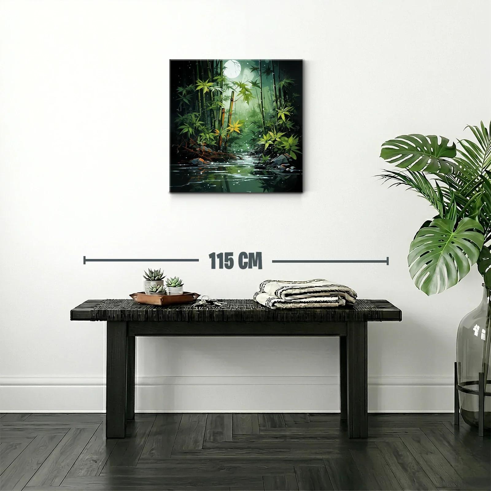 Bosque de bambú bajo la luz de luna llena en calma — miniatura 2