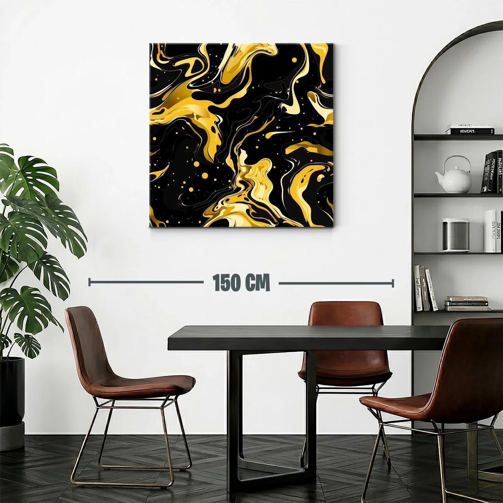 Abstracto dinámico en tonos dorados y negro brillante — miniatura 2