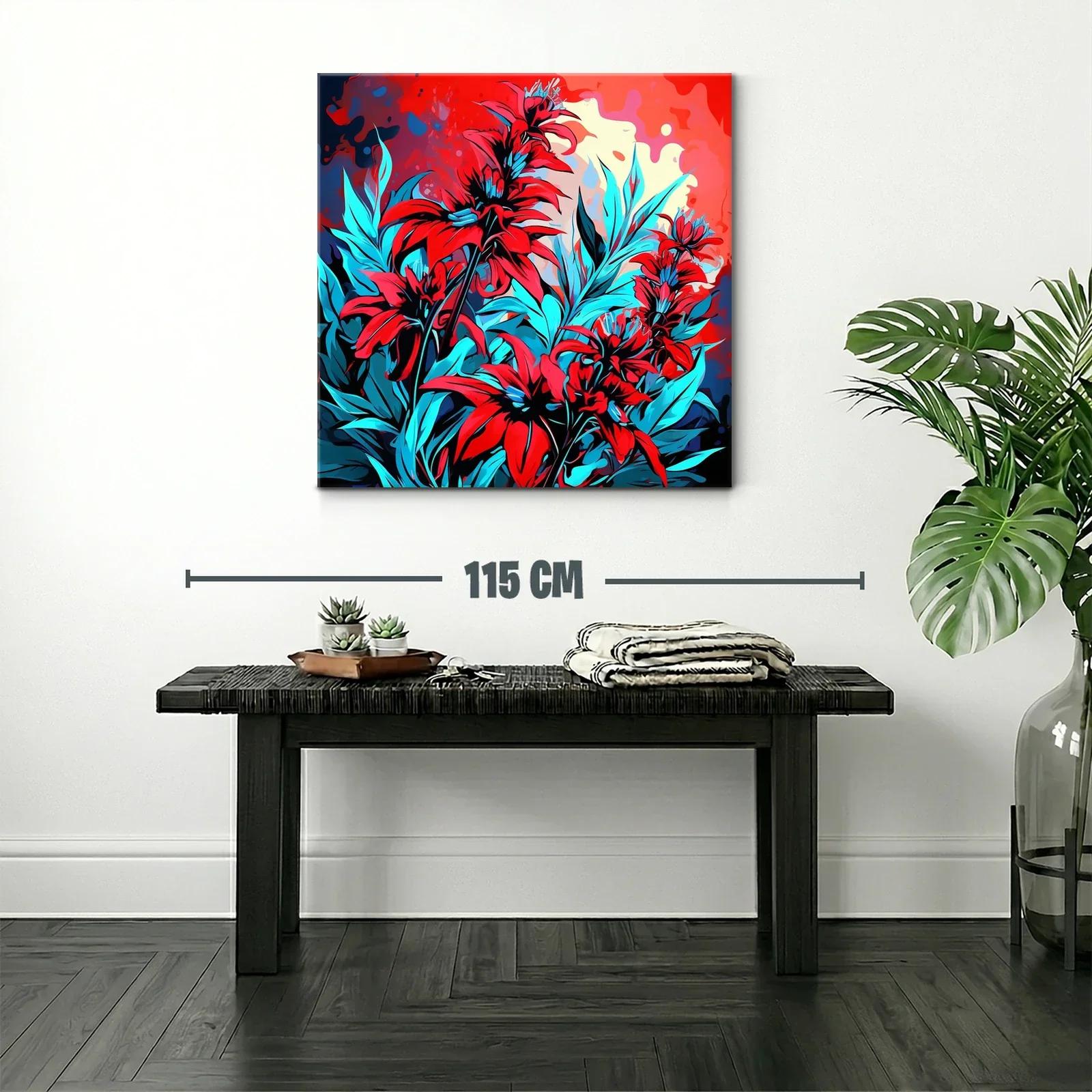 Vibrante composición floral en tonos rojos y azules eléctricos — miniatura 2