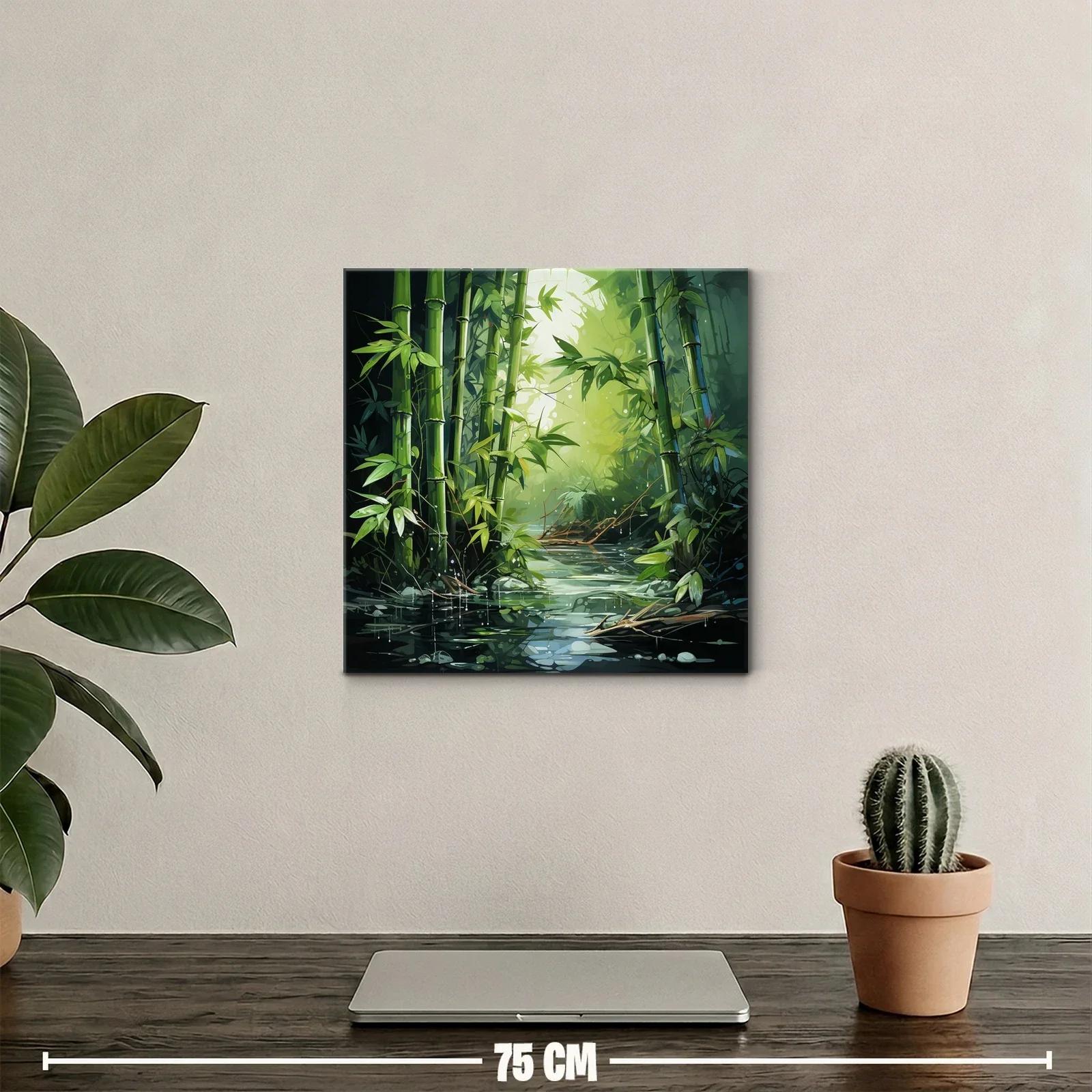 Serenidad en bosque de bambú con reflejos de agua — miniatura 2