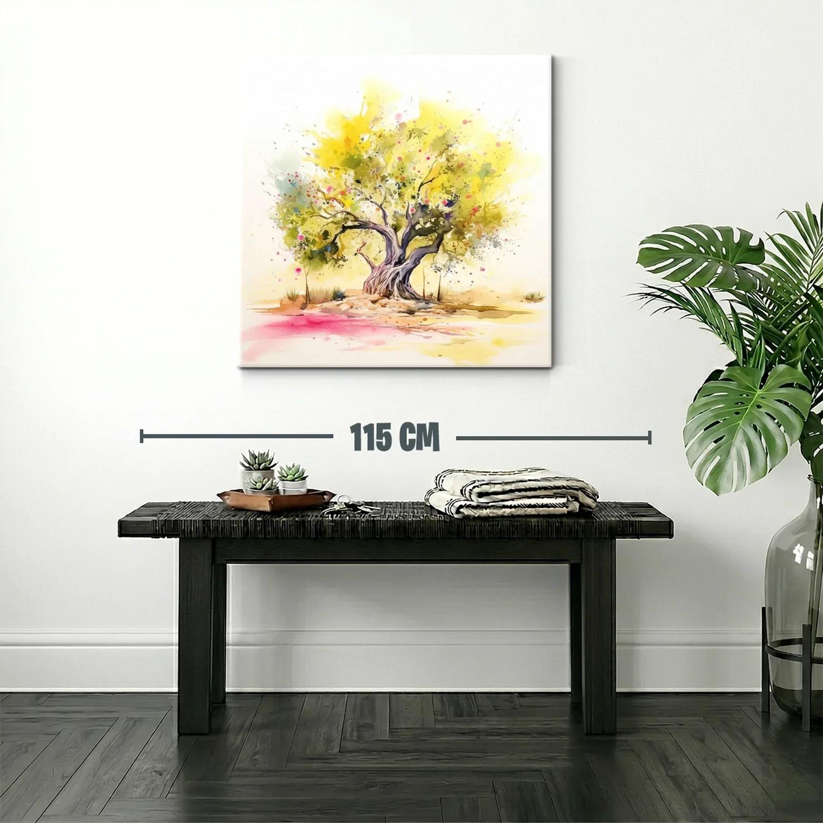 Árbol con follaje amarillo en acuarela vibrante — miniatura 2