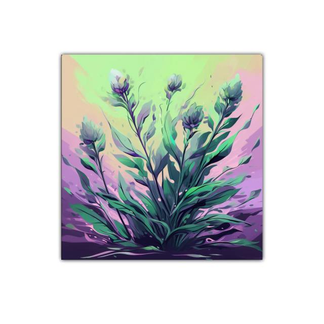 Cuadro Decorativo con Flores y Hojas en Tonos Pastel