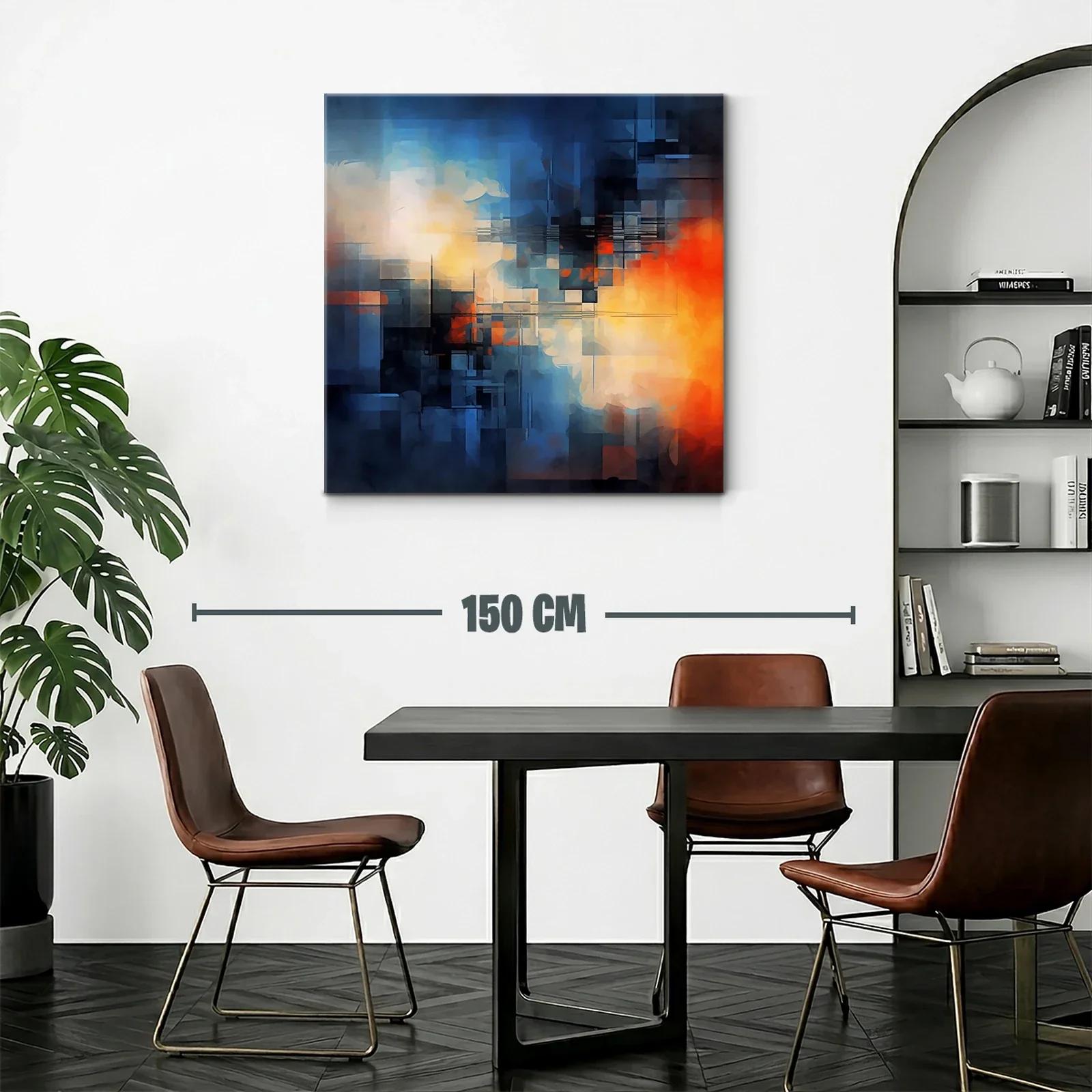 Composición abstracta en tonos azules y naranjas vibrantes — miniatura 2