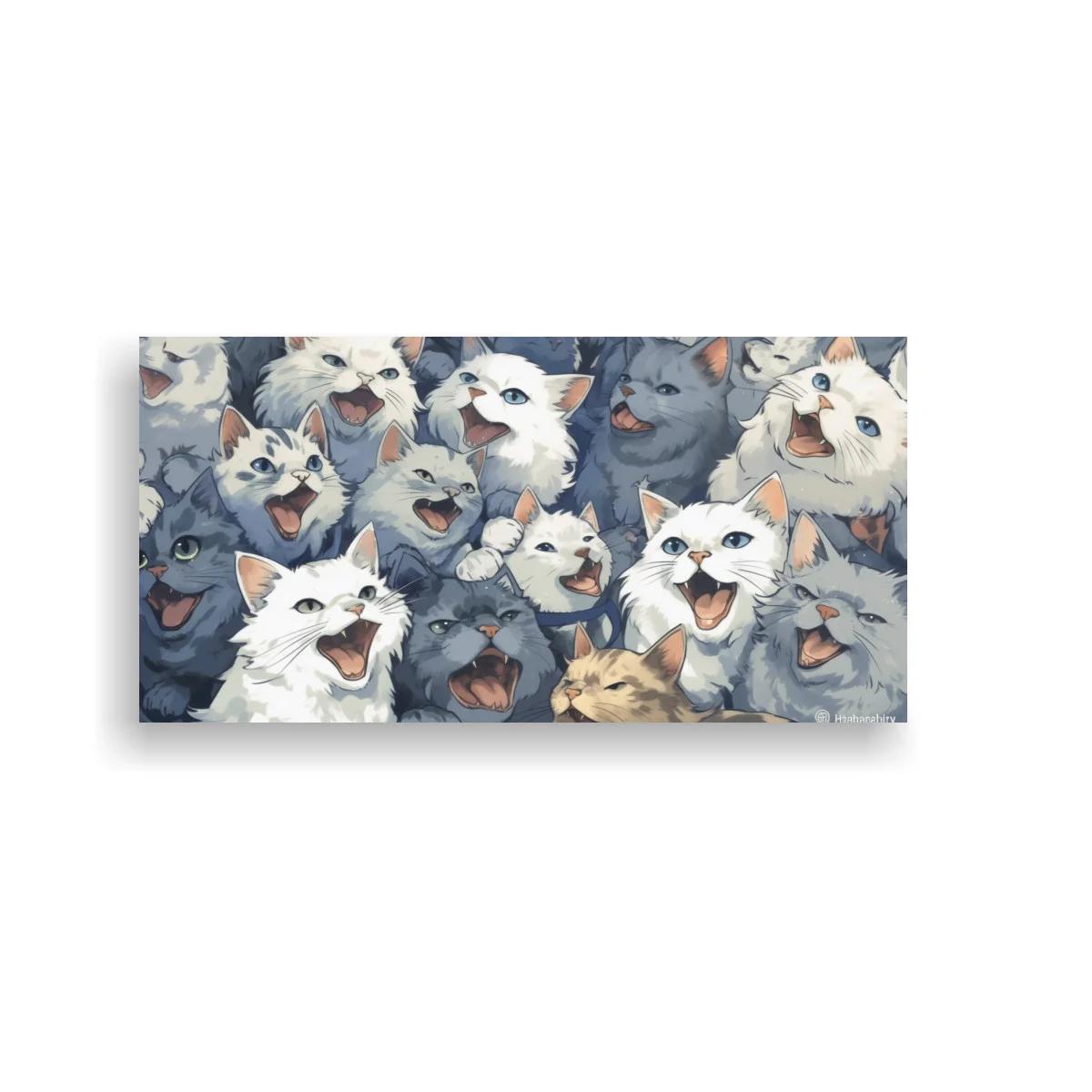 Cuadro grupo de gatos sonrientes con bocas abiertas