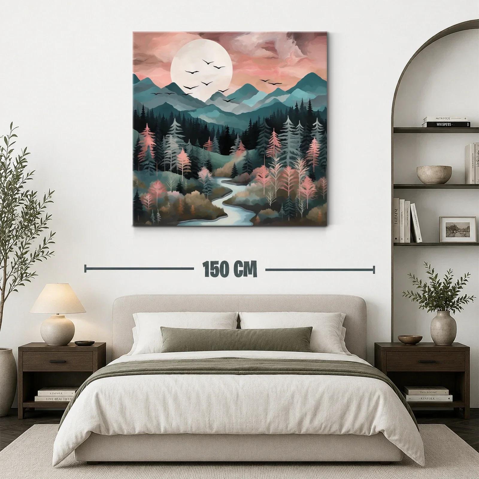 Paisaje sereno de montañas y bosque al amanecer — miniatura 3