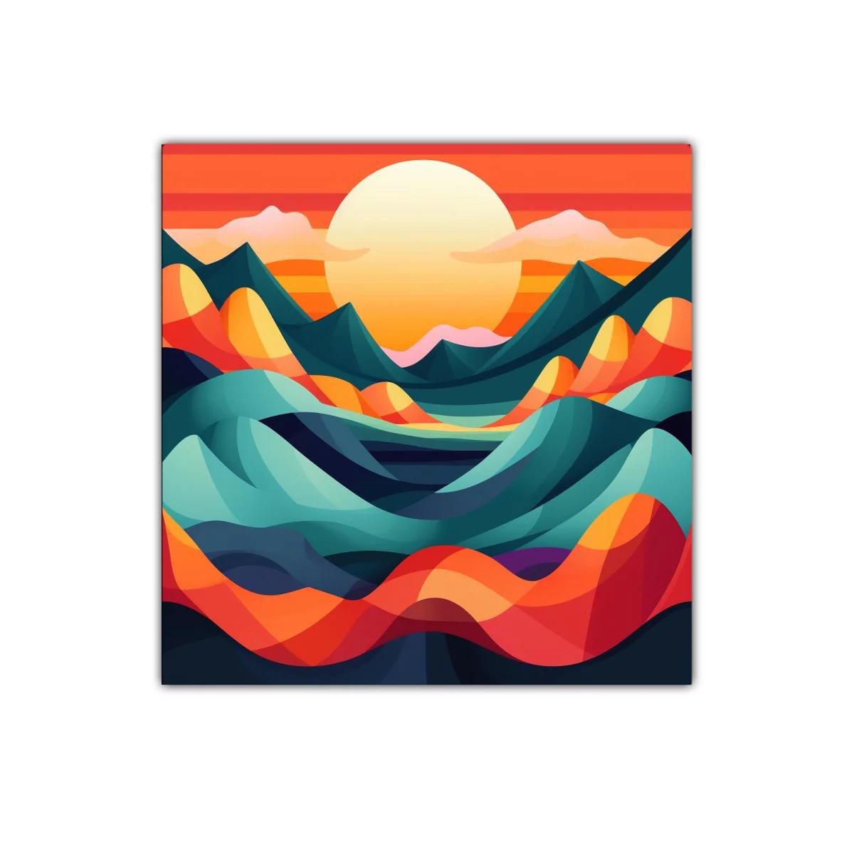 Atardecer vibrante con montañas y valles coloridos — imagen principal