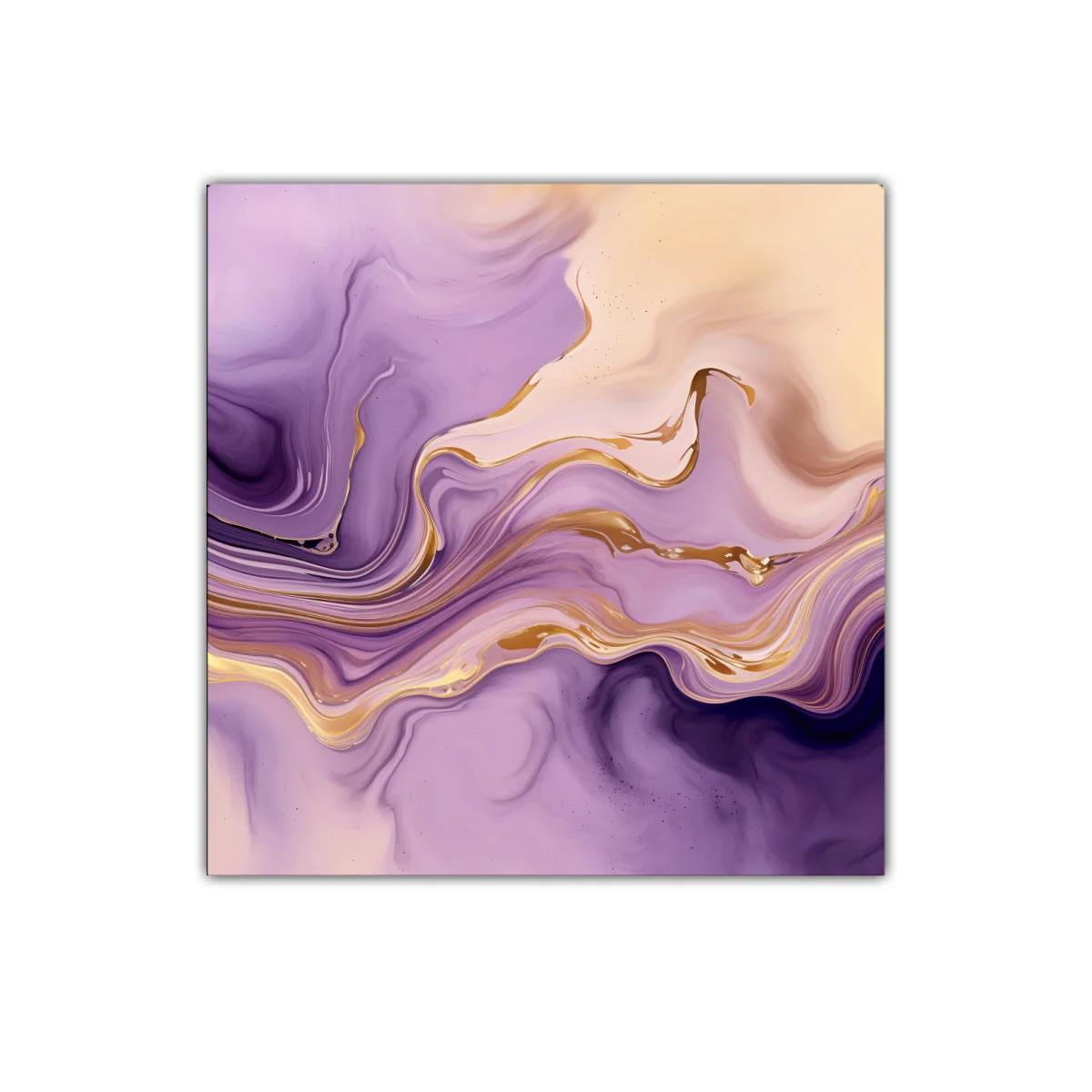 Cuadro decorativo abstracto en tonos morados y dorados — miniatura 1