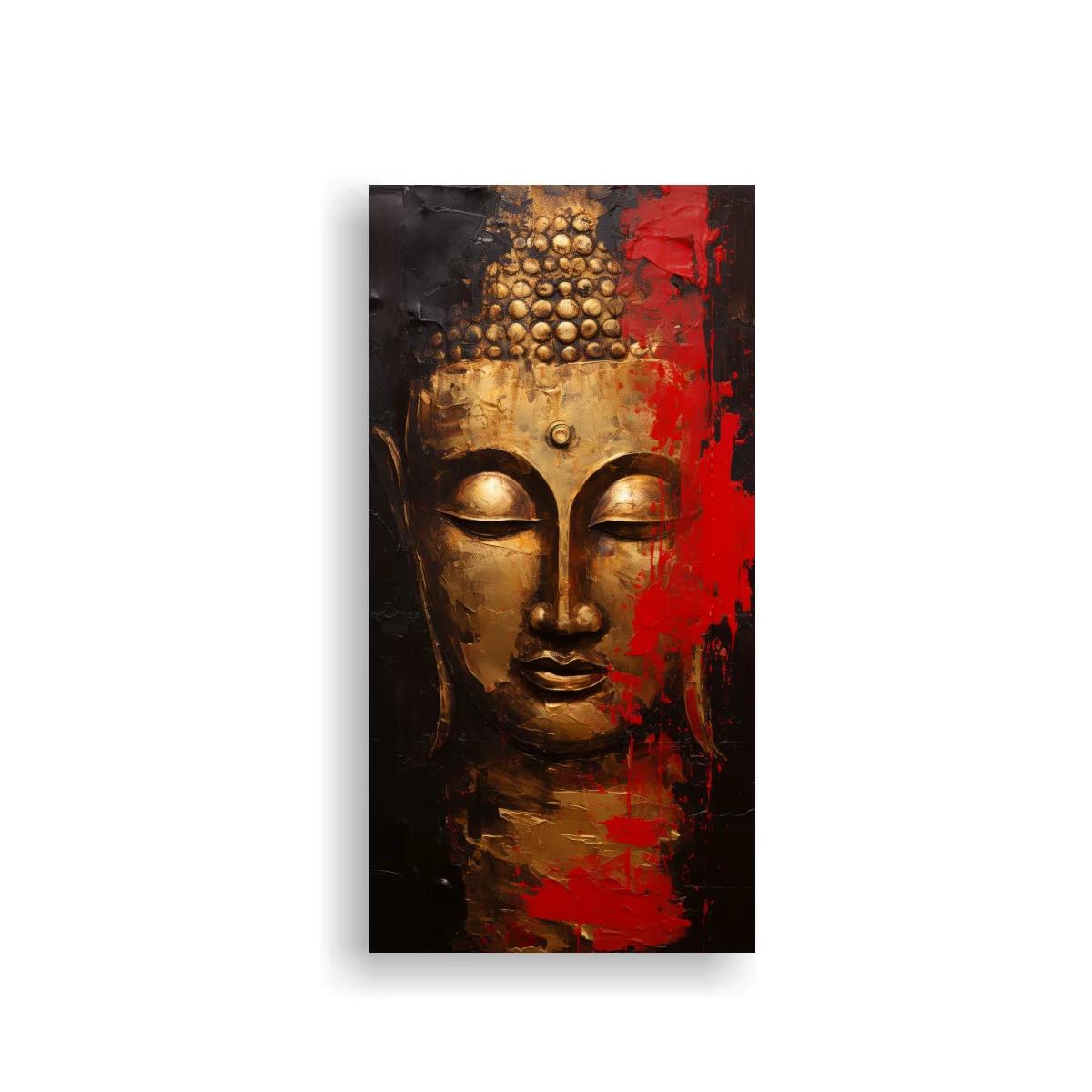 Cuadro rostro de Buda con pinceladas rojas — imagen principal