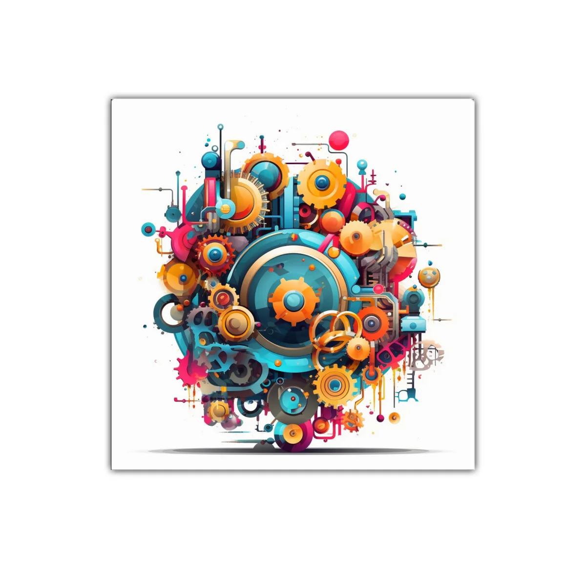 Cuadro decorativo con engranajes coloridos y diseño mecánico — imagen principal