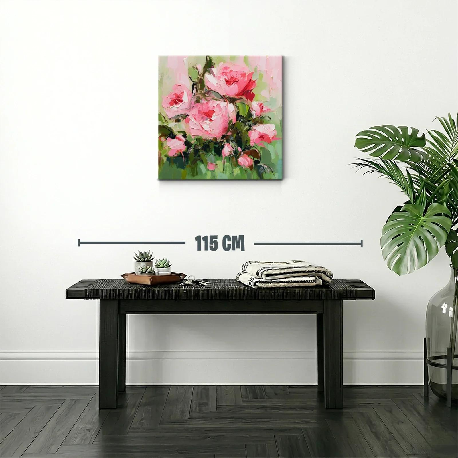 Cuadro florales en tonos rosas y verdes vibrantes — miniatura 2