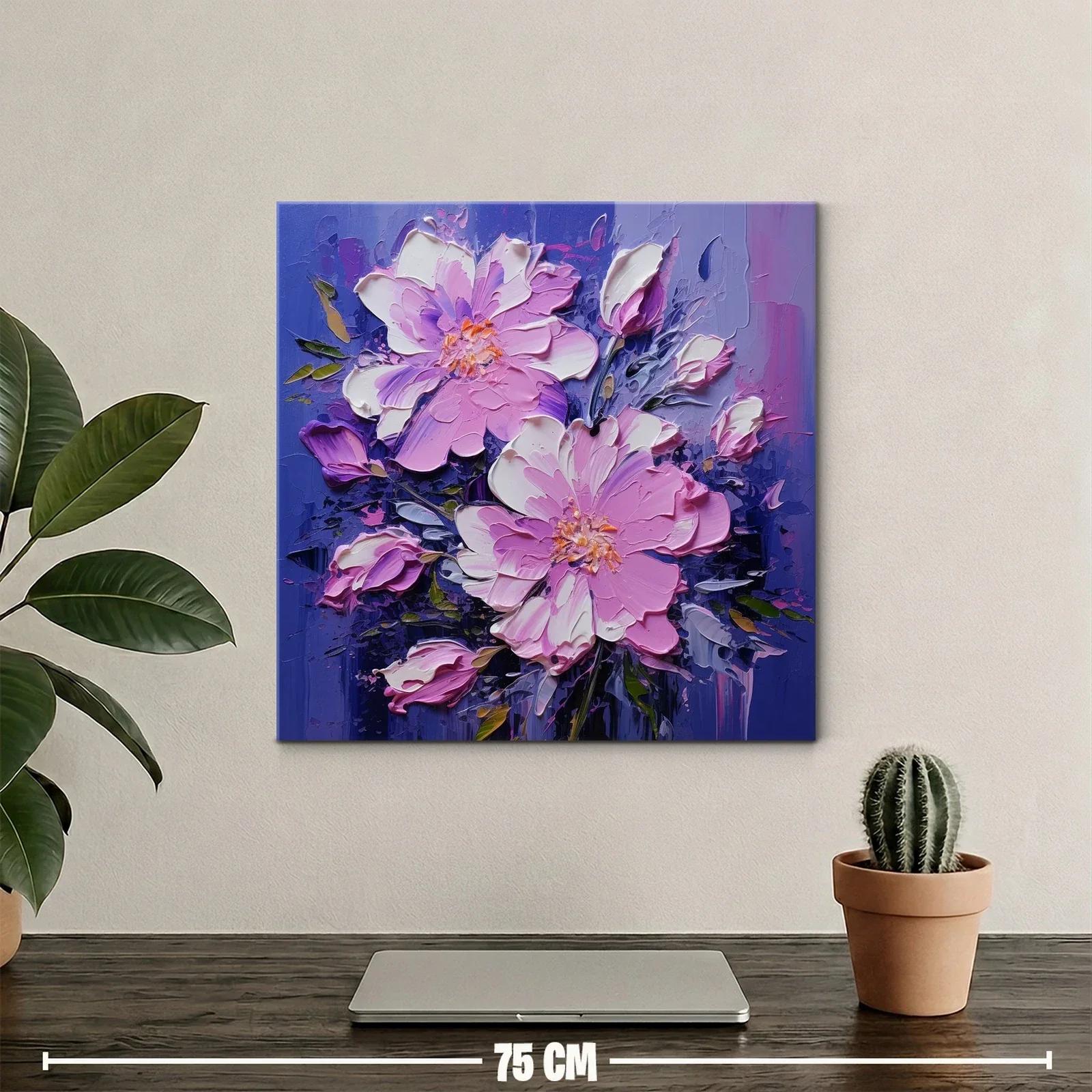 Cuadro floral en tonos violetas y rosas vibrantes — miniatura 2