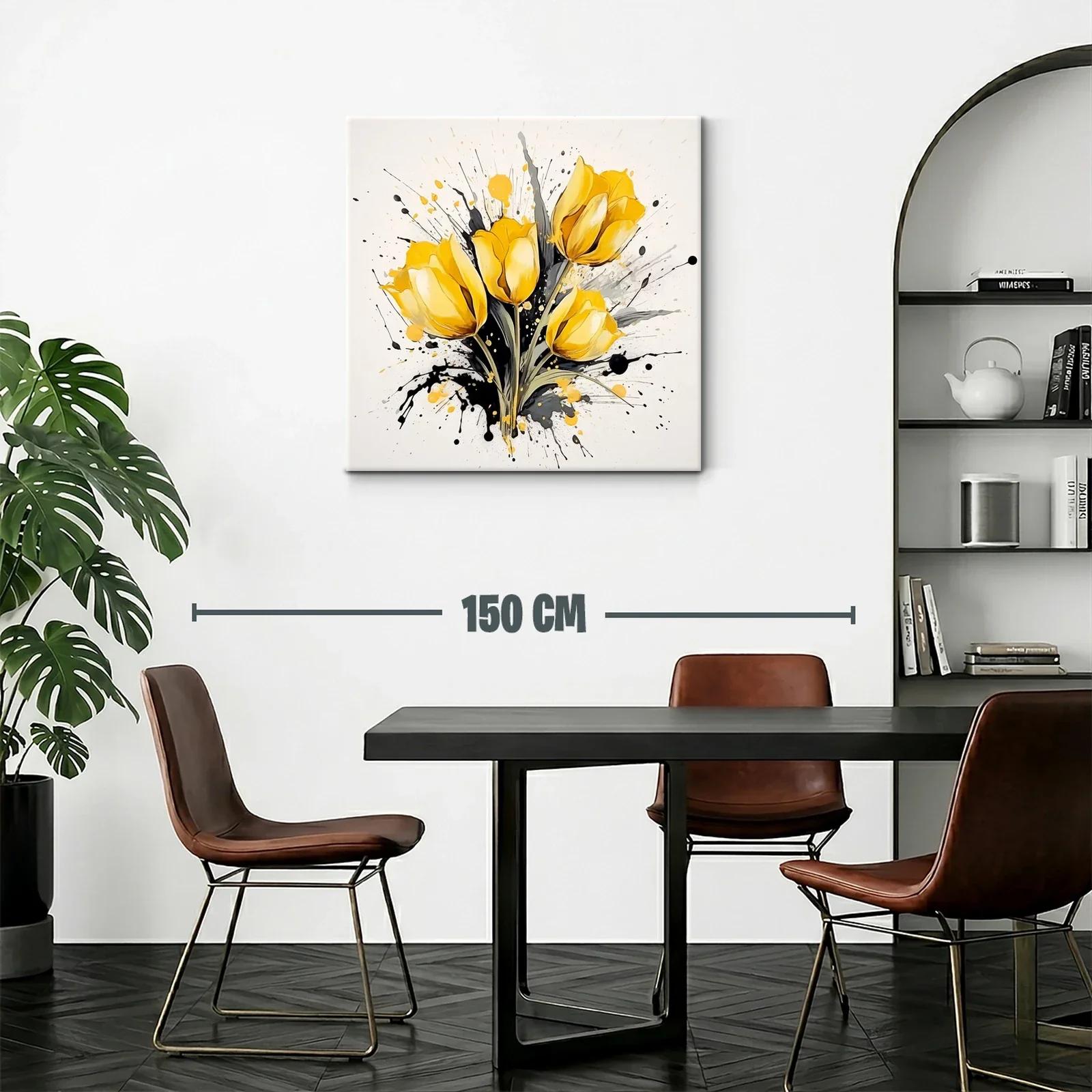Ramillete de tulipanes amarillos con fondo artístico dinámico — miniatura 2