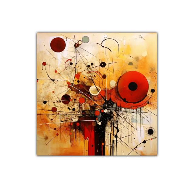 Cuadro abstracto con formas geométricas en tonos cálidos