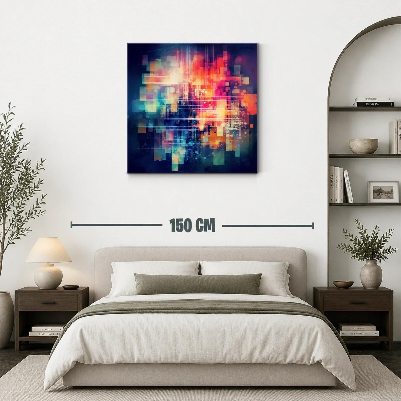 Composición abstracta en tonos cálidos y fríos vibrantes — miniatura 3