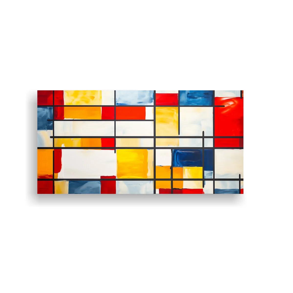 Cuadro de retícula geométrica con bloques de color — imagen principal