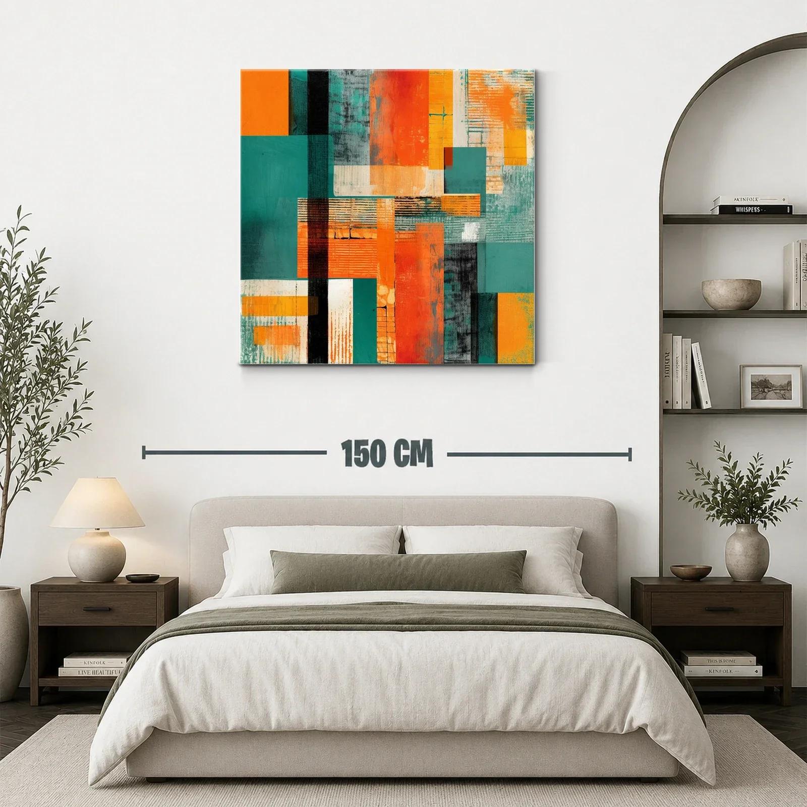 Composición abstracta con bloques en tonos cálidos y fríos — miniatura 3
