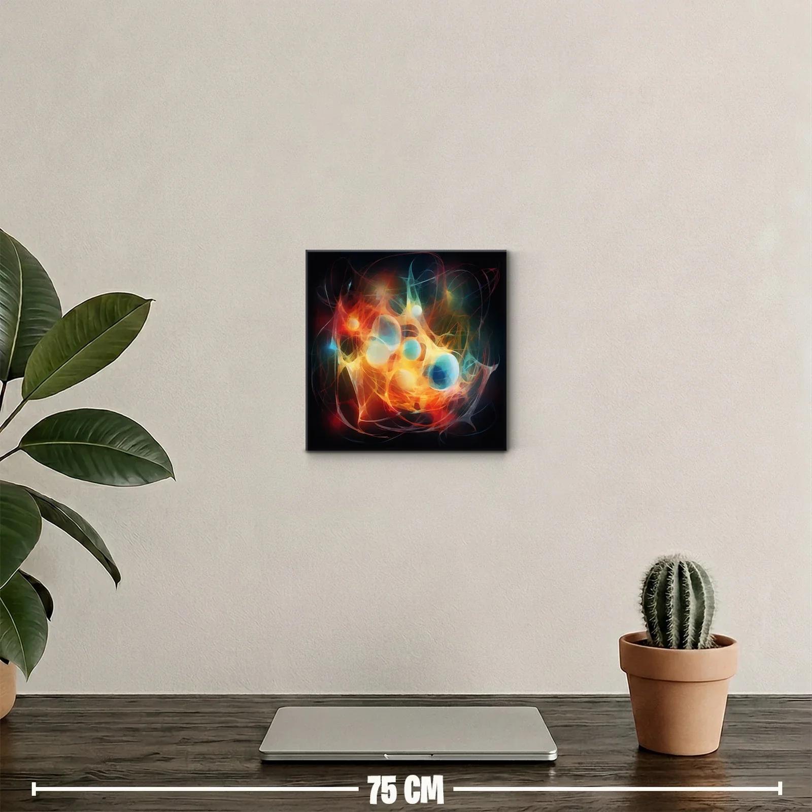 Cuadro abstracto con esferas vibrantes y líneas dinámicas — miniatura 2
