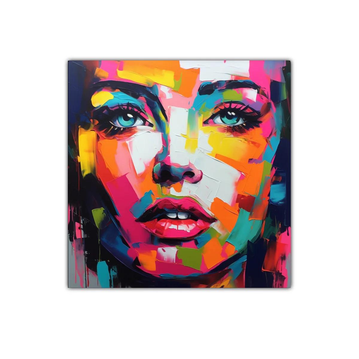 Retrato vibrante con colores intensos y mirada expresiva
