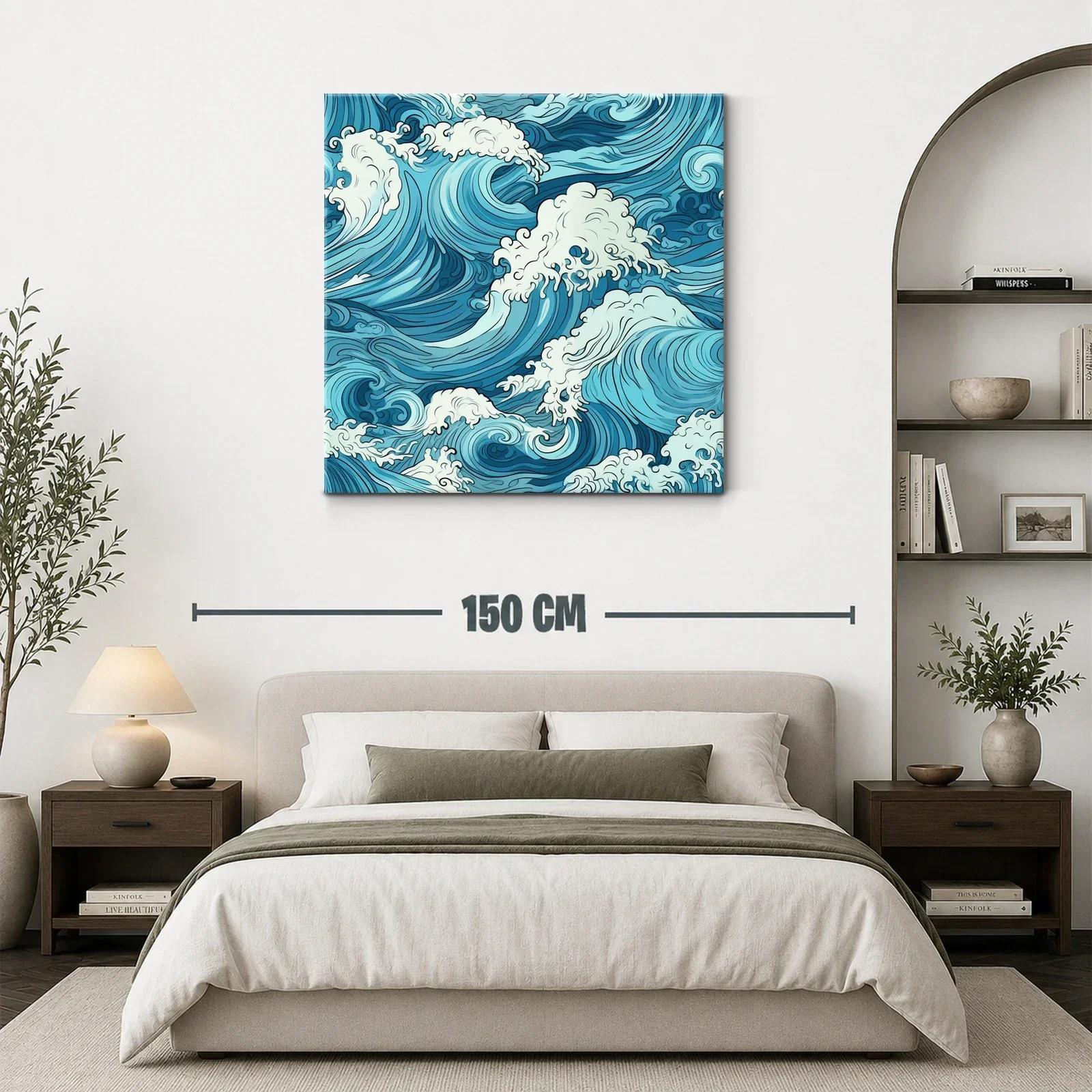 Impresionante obra con olas azules y espuma marina — miniatura 3