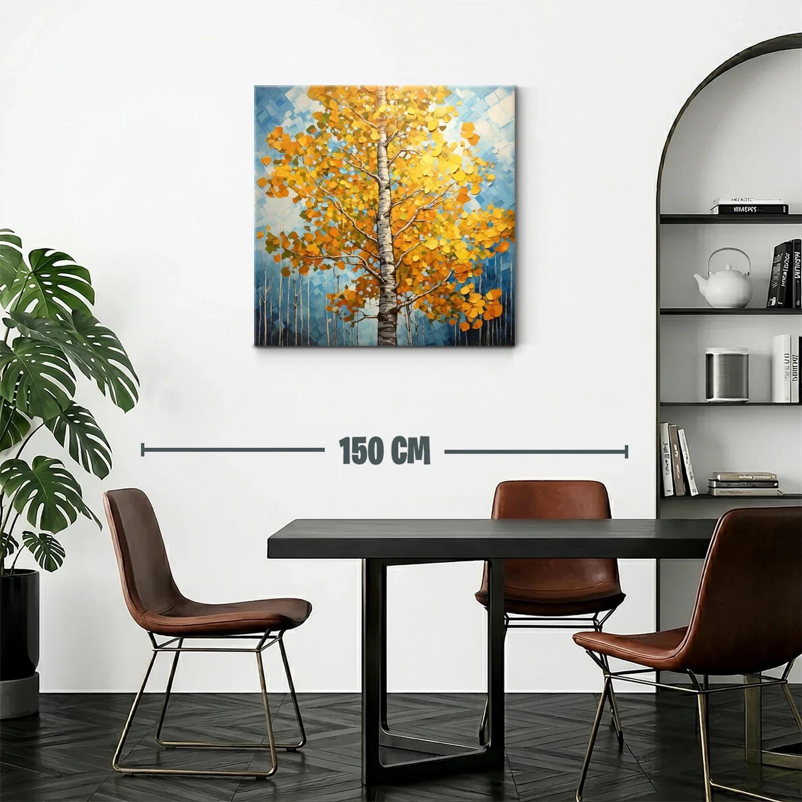 Árbol otoñal con vibrantes hojas doradas y cielo azul — miniatura 2