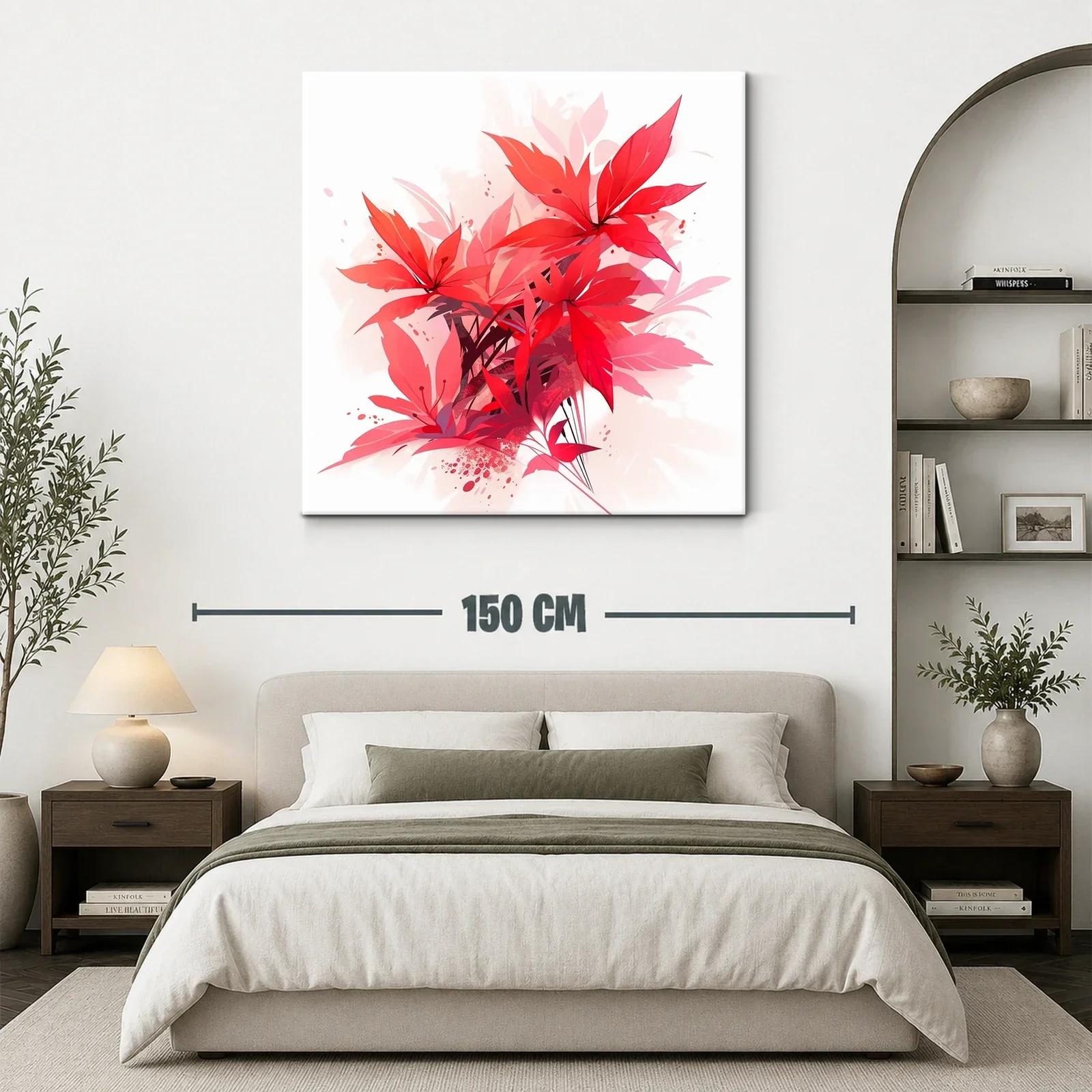 Cuadro con diseño floral en tonos rojos vibrantes y rosados — miniatura 3