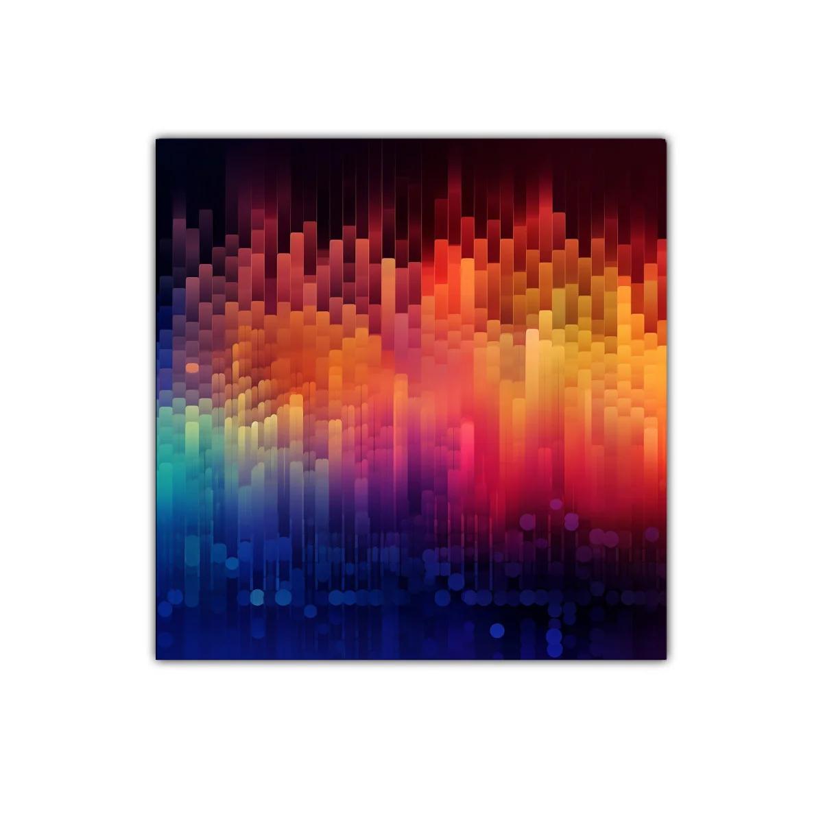 Cuadro abstracto con vibrantes tonos cálidos y fríos — imagen principal