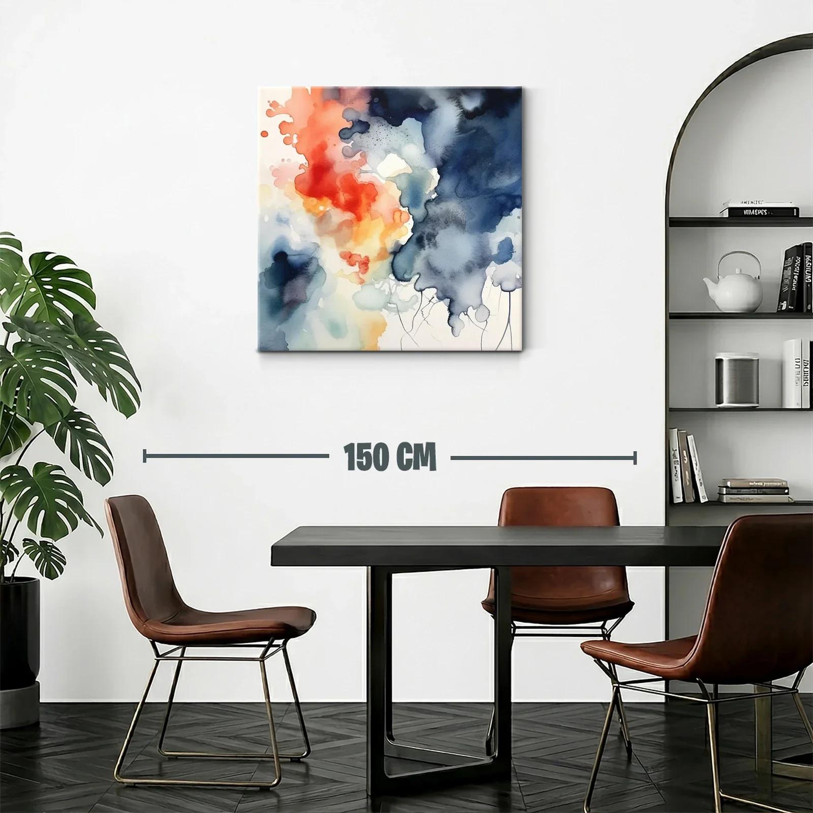Cuadro abstracto con tonos cálidos y fríos vibrantes — miniatura 2