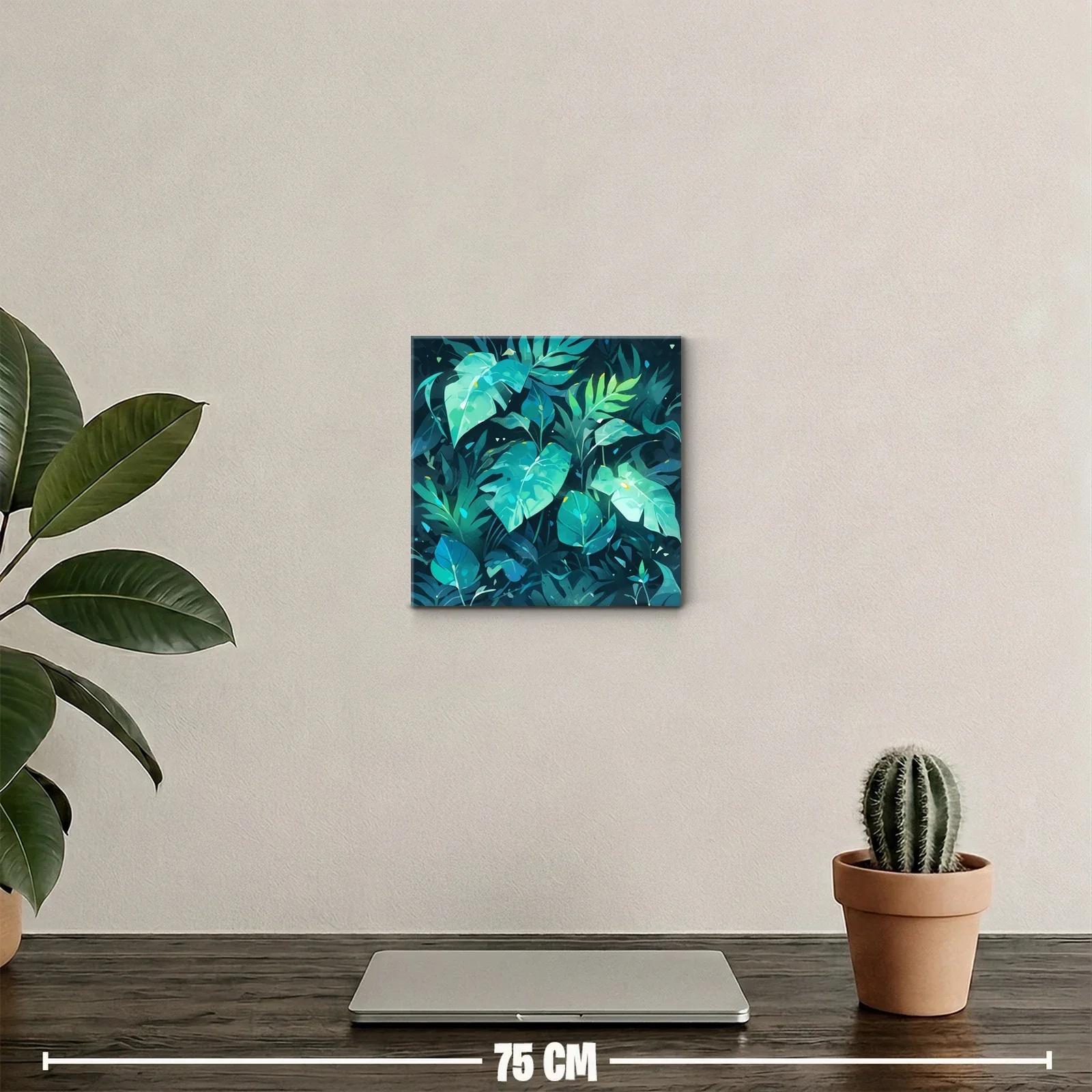 Cuadro decorativo con hojas de tonos azules y verdes — miniatura 2